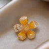 Alloy Gradient Imitation Crystal Flower Brooch Electroplating Women's Highend Accessory