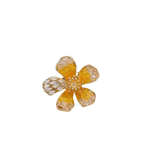 Alloy Gradient Imitation Crystal Flower Brooch Electroplating Women's Highend Accessory