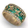 Alloy Green Butterfly Inlaid Zircon Electroplated Women's Ring