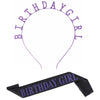 Alloy Hair Band Shoulder Strap Etiquette Band Set With Birthday Girl Pattern And Electroplating Treatment For Women