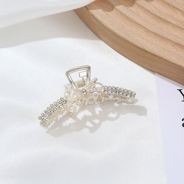 Alloy Hairpin Elegant Diamond Pearl Cross Double Classic Inlay Design