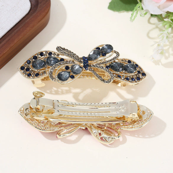 Alloy Hairpin With Diamond For Women Spring Clip Style Creative Butterfly Design Highend Crystal Elegant Plants Flowers Style