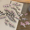 Alloy Hairpin With Rhinestone For Women Pink Love Style Duckbill Clip