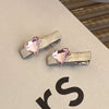 Alloy Hairpin With Rhinestone For Women Pink Love Style Duckbill Clip