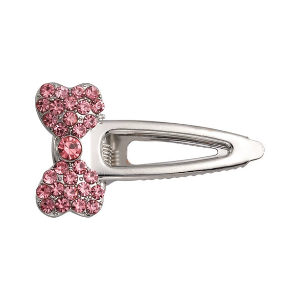 Alloy Hairpin With Rhinestone For Women Pink Love Style Duckbill Clip