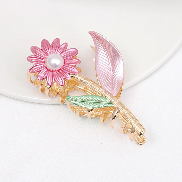 Alloy Hairpin Women'S Shark Clip Oversized Flower Flower Paint Tulip Shark Clip Hair Accessories High-Grade Grab Clip