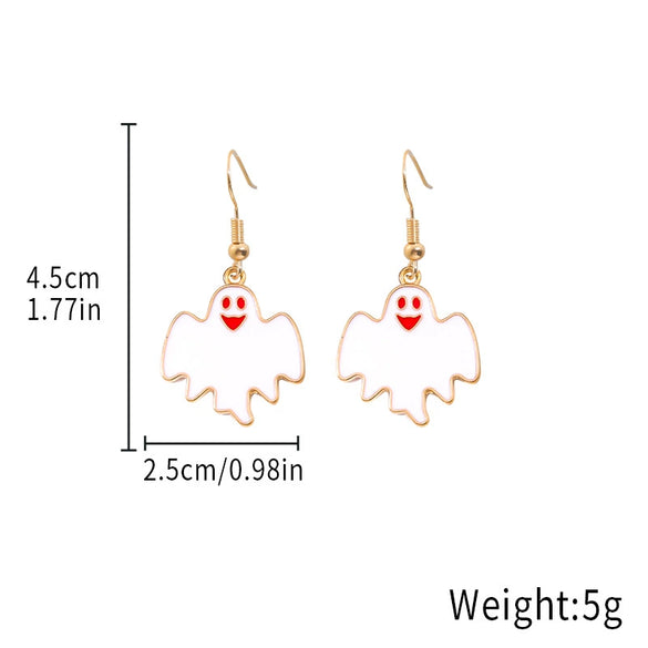 Alloy Halloween Earrings With Geometric Pattern Spider Spider Web Wizard Hat Black Cat Eye Beads Demon Witch Electroplated For Women