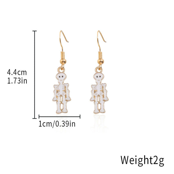 Alloy Halloween Earrings With Geometric Pattern Spider Spider Web Wizard Hat Black Cat Eye Beads Demon Witch Electroplated For Women