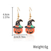 Alloy Halloween Earrings With Geometric Pattern Spider Spider Web Wizard Hat Black Cat Eye Beads Demon Witch Electroplated For Women