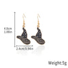 Alloy Halloween Earrings With Geometric Pattern Spider Spider Web Wizard Hat Black Cat Eye Beads Demon Witch Electroplated For Women