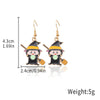 Alloy Halloween Earrings With Geometric Pattern Spider Spider Web Wizard Hat Black Cat Eye Beads Demon Witch Electroplated For Women