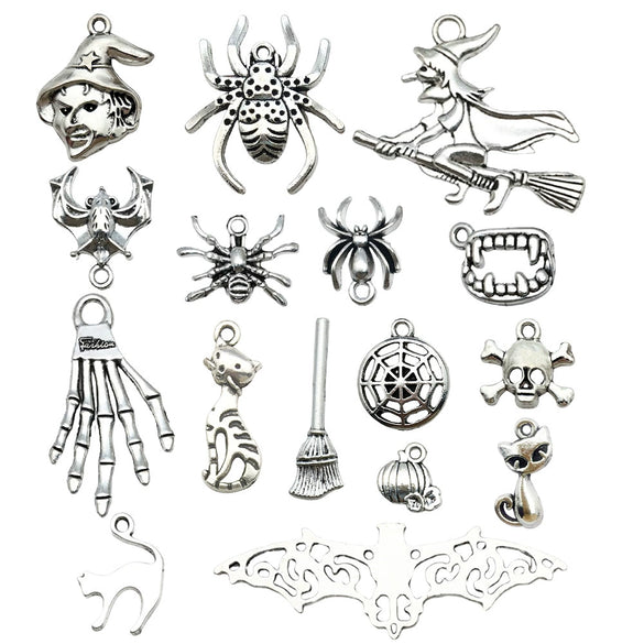 Alloy Halloween Jewelry Charms With Skull Skeleton Hand Pumpkin And More Electroplated Accessories