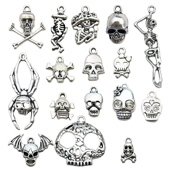 Alloy Halloween Jewelry Charms With Skull Skeleton Hand Pumpkin And More Electroplated Accessories