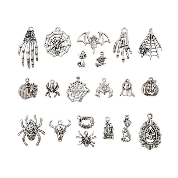 Alloy Halloween Jewelry Charms With Skull Skeleton Hand Pumpkin And More Electroplated Accessories