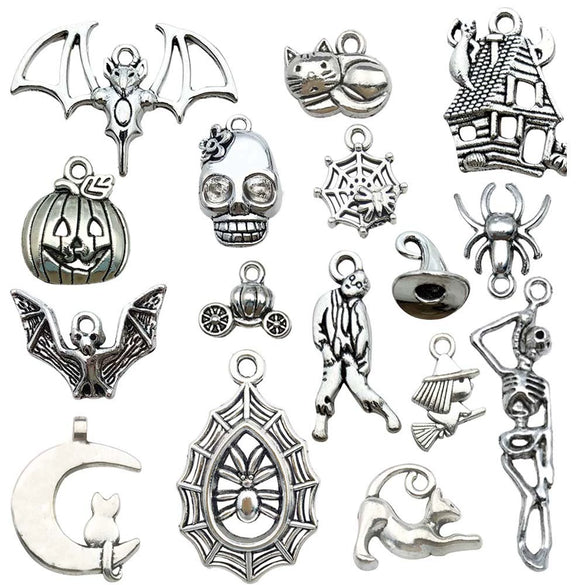 Alloy Halloween Jewelry Charms With Skull Skeleton Hand Pumpkin And More Electroplated Accessories