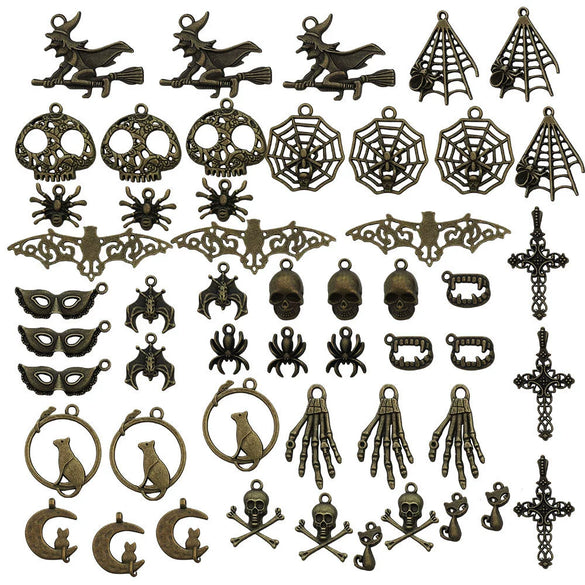 Alloy Halloween Jewelry Charms With Skull Skeleton Hand Pumpkin And More Electroplated Accessories