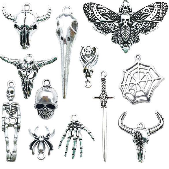 Alloy Halloween Jewelry Charms With Skull Skeleton Hand Pumpkin And More Electroplated Accessories
