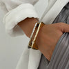 Alloy Hammered Geometric Curved Exaggerated Open Bracelet With Electroplating
