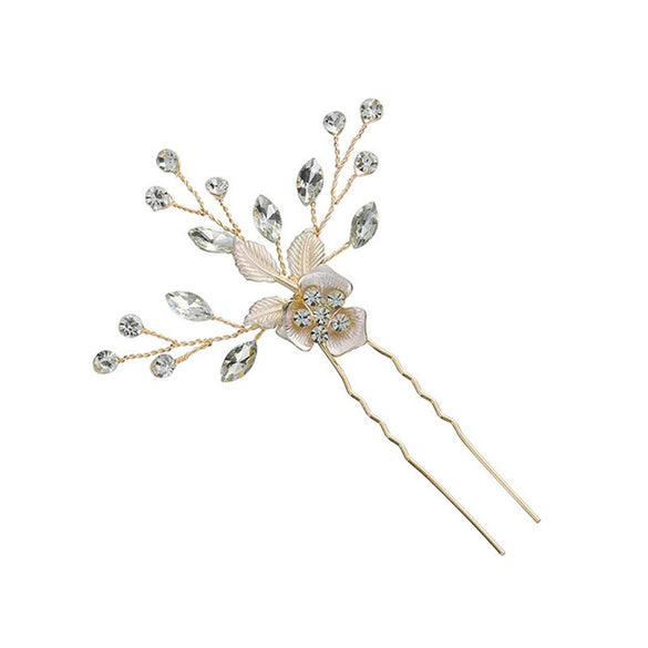 Alloy Hand Knitted Flower Leaf Bridal Hair Comb Pin Hair Accessories For Women