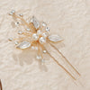 Alloy Hand Knitted Flower Leaf Bridal Hair Comb Pin Hair Accessories For Women