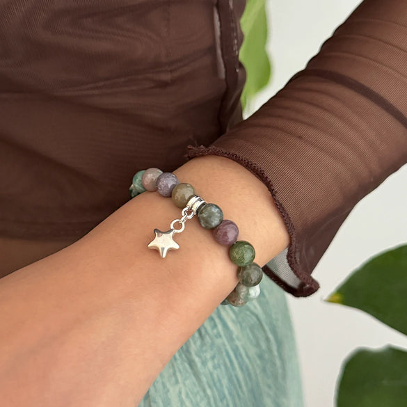 Alloy Handmade Bohemian Asymmetrical Colorful Gravel Beaded Spiral Star Shaped Geometric Patterned Women's Bracelet