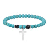 Alloy Handmade Bohemian Geometric Turquoise Beaded Cross Pendant Unisex Bracelet