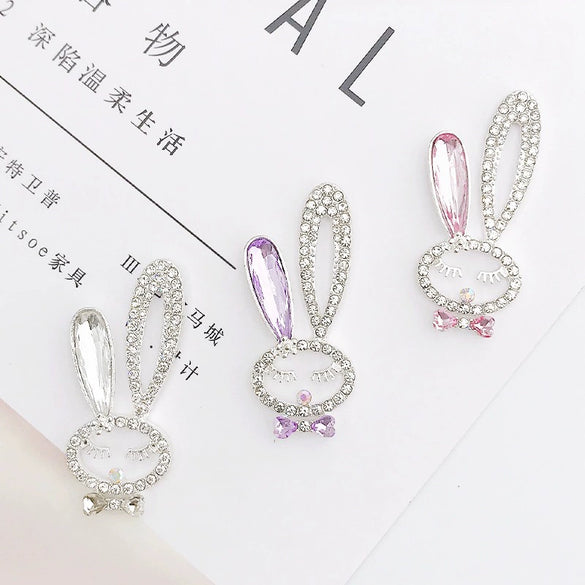 Alloy Handmade Diamondencrusted Rabbit Head Mobile Phone Case Accessories