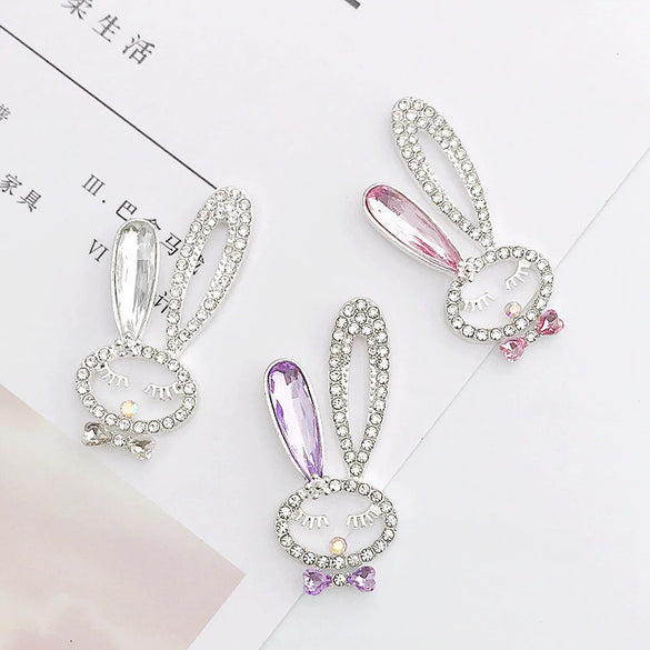 Alloy Handmade Diamondencrusted Rabbit Head Mobile Phone Case Accessories