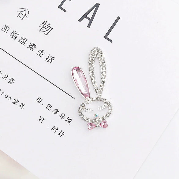 Alloy Handmade Diamondencrusted Rabbit Head Mobile Phone Case Accessories
