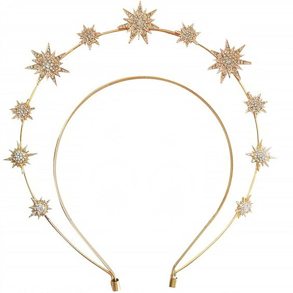 Alloy Handmade Fashion Baroque Sun Moon Doublelayer Sixpointed Star Halo Long Earrings For Women