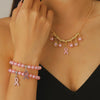 Alloy Handmade Fashion Geometric Unisex And Women's Breast Cancer And Aids Prevention Jewelry Necklace And Bracelet