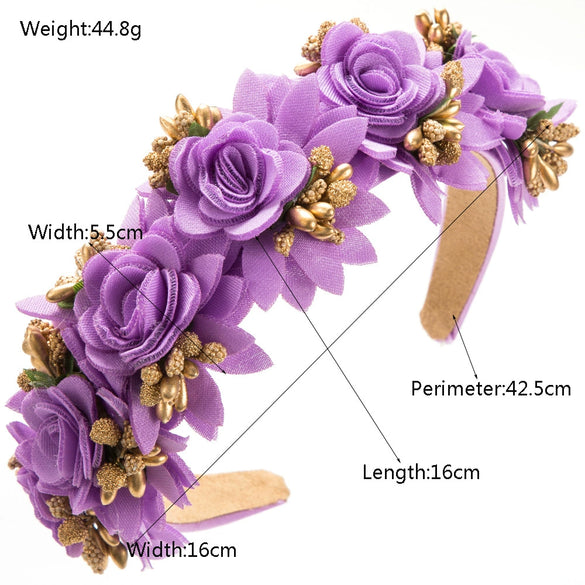 Alloy Handmade Forest Style Artificial Flower Women's Hair Headband Hair Accessories
