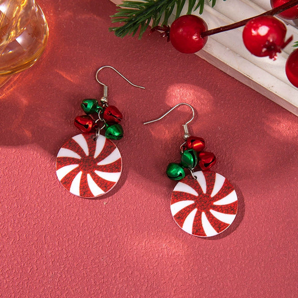 Alloy Handmade Geometric Christmas Jewelry Earrings With Bell Tree And Bulb Elements