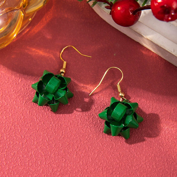 Alloy Handmade Geometric Christmas Jewelry Earrings With Bell Tree And Bulb Elements