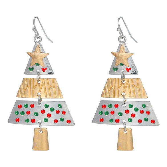 Alloy Handmade Geometric Christmas Jewelry Earrings With Bell Tree And Bulb Elements