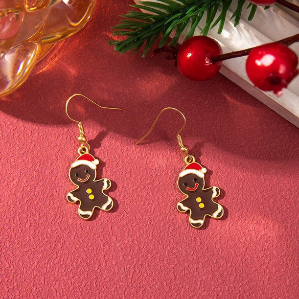 Alloy Handmade Geometric Christmas Jewelry Earrings With Bell Tree And Bulb Elements