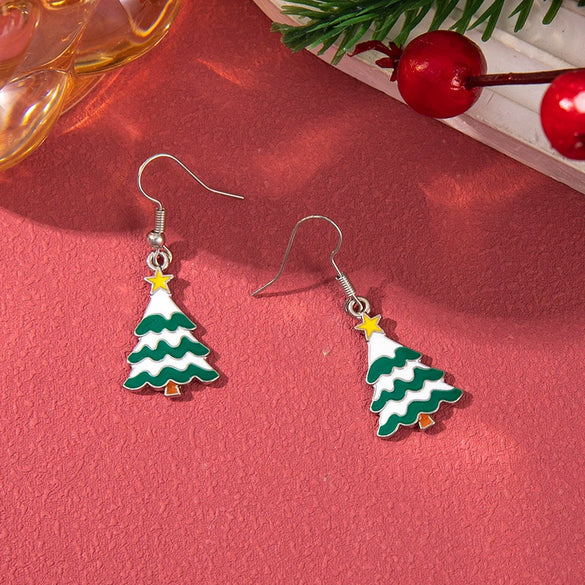 Alloy Handmade Geometric Christmas Jewelry Earrings With Bell Tree And Bulb Elements