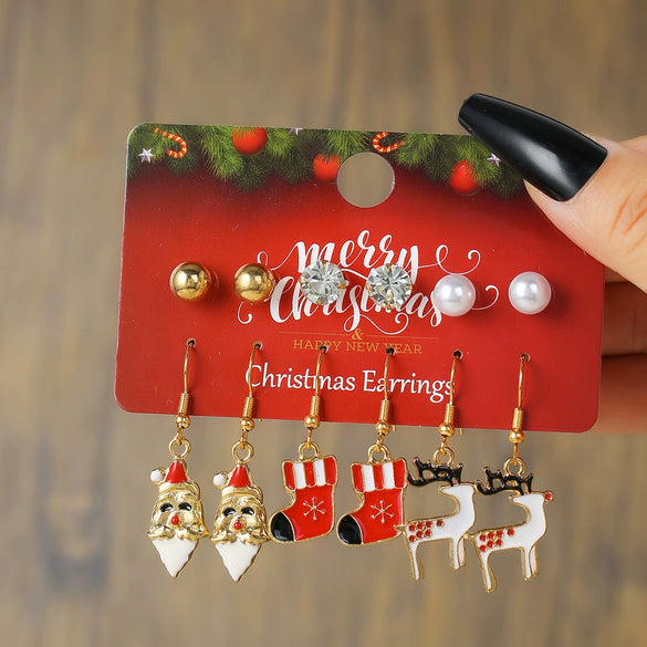 Alloy Handmade Geometric Christmas Jewelry Earrings With Bell Tree And Bulb Elements