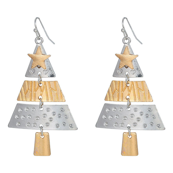 Alloy Handmade Geometric Christmas Tree And Pine Earrings