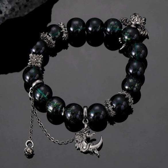Alloy Handmade Ghost Beaded Bracelet With Rose Moon Snake Dragon For Unisex