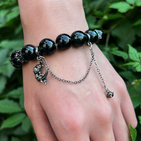 Alloy Handmade Ghost Beaded Bracelet With Rose Moon Snake Dragon For Unisex