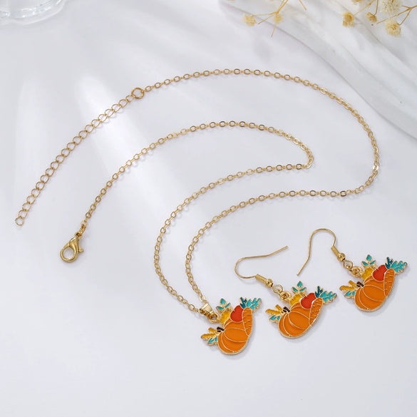 Alloy Handmade Jewelry Set With Maple Leaf Sunflower Owl Patterns For Women Earrings And Necklace
