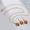 Alloy Handmade Jewelry Set With Maple Leaf Sunflower Owl Patterns For Women Earrings And Necklace