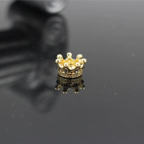 Alloy Handmade Microinlaid Zircon Crown Bead Jewelry Accessories Electroplated Bracelet Necklace Loose Bead