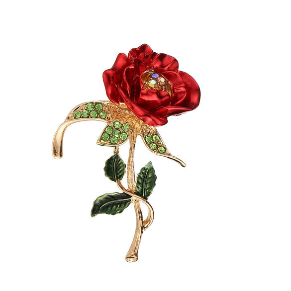 Alloy Handmade Painted Flower Patterned Electroplated Rose Brooch Clothing Accessories