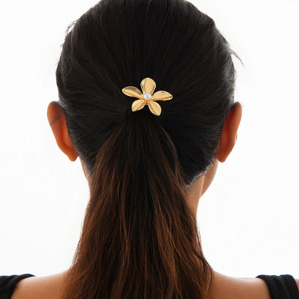 Alloy Handmade Simple Flower Metal Hair Ring Stretch Hair Rope Headwear