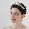 Alloy Handmade Women's Flowerpatterned Bridal Crown Headband Earrings Set