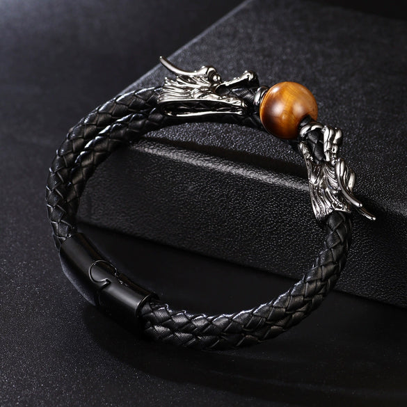 Alloy Handwoven Dragon Bracelet With Magnetic Buckle And Electroplating Treatment Unisex Style