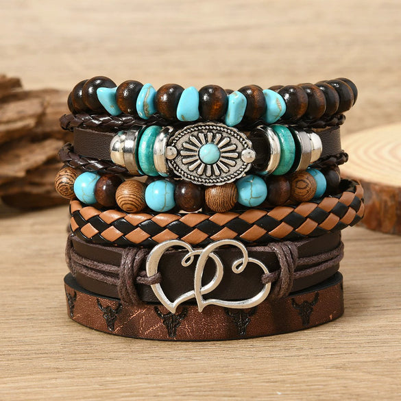 Alloy Handwoven Geometric Vintage Heartshaped Men's And Women's Bracelet With Peacock Feather Pattern