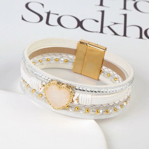 Alloy Handwoven Heart Shape Electroplated Bracelets For Women
